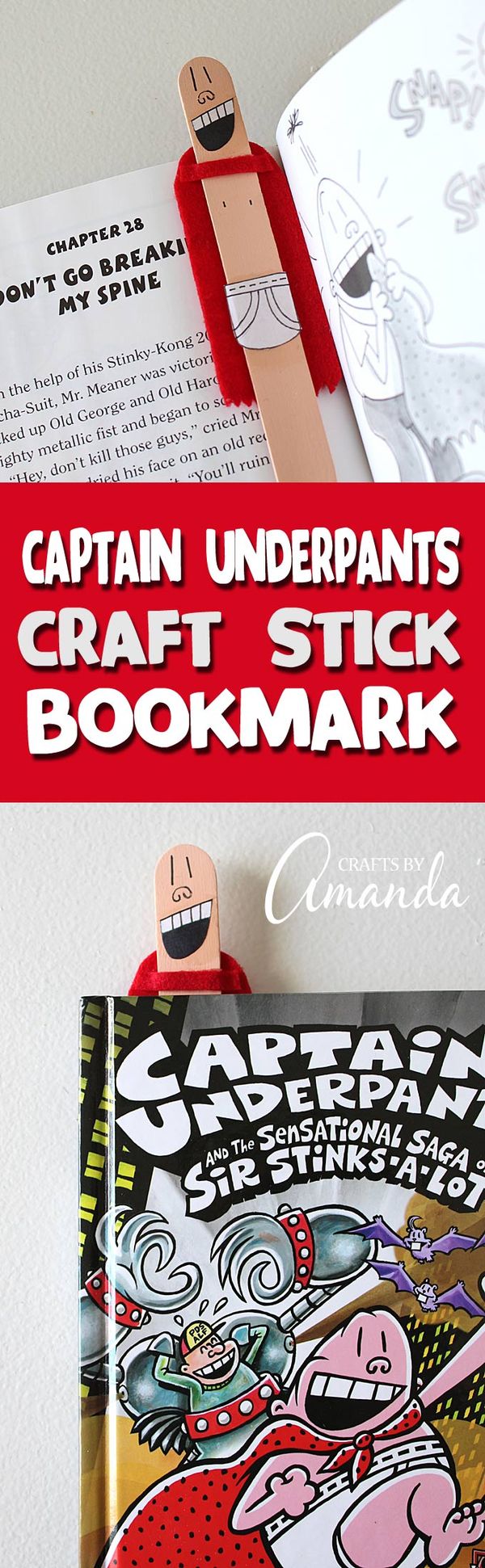 Captain Underpants Craft Stick Bookmark