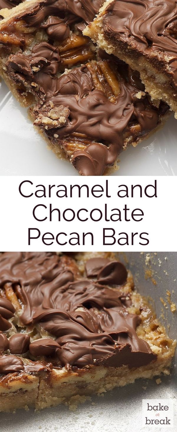 Caramel and Chocolate Pecan Bars