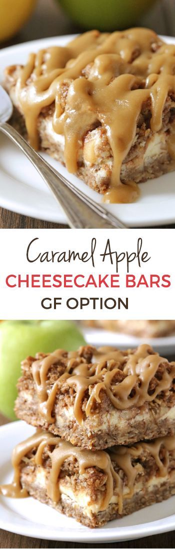 Caramel Apple Cheesecake Bars (gluten-free, 100% whole grain