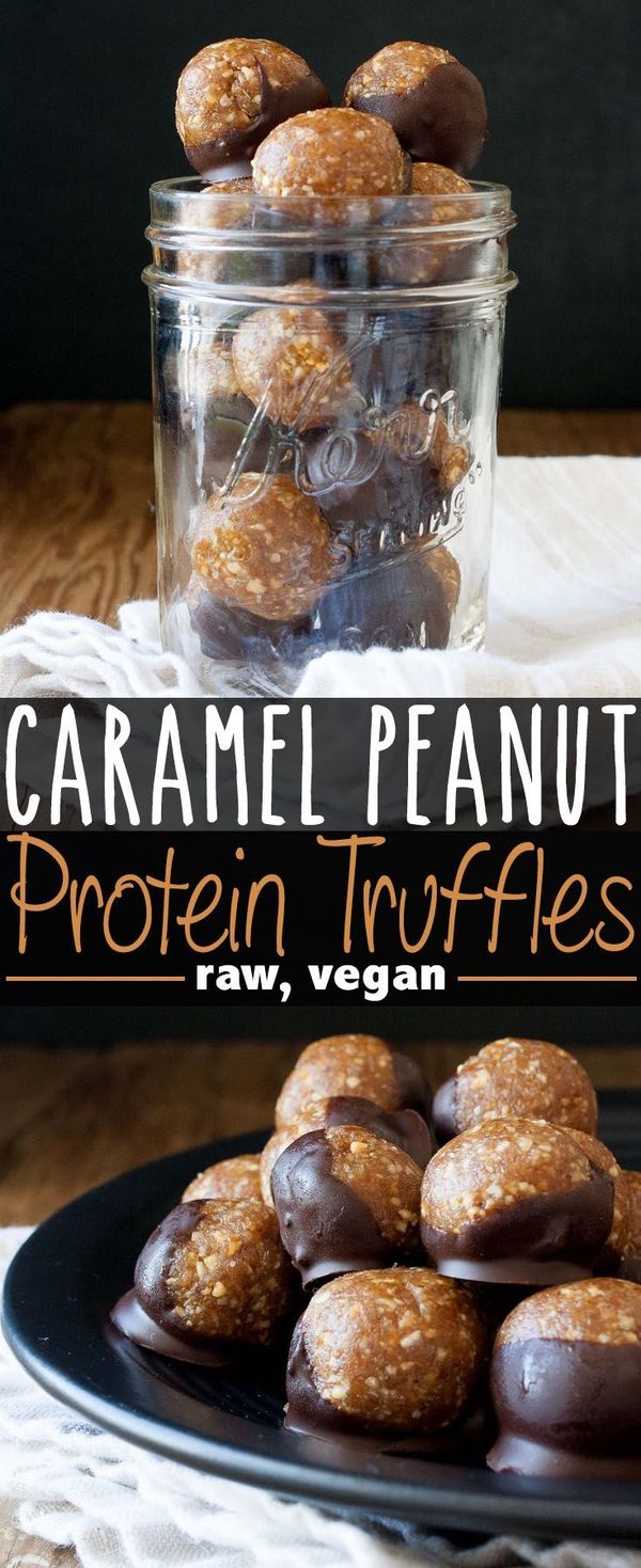 Caramel Peanut Protein Truffles (raw, vegan