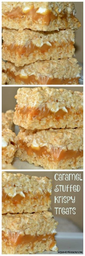 Caramel Stuffed Krispy Treats