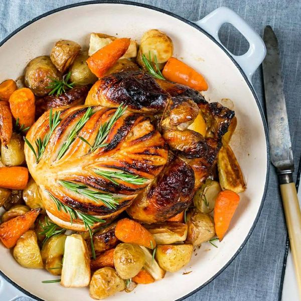 Caramelized Honey-Lime Chicken with Roasted Winter Veggies