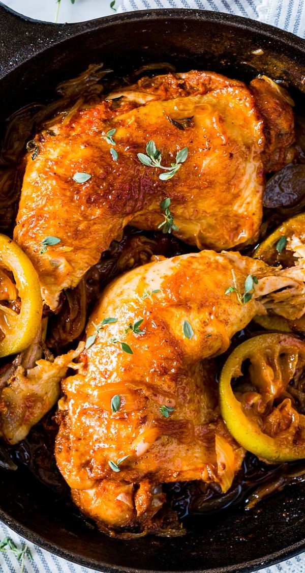 Caramelized Onion Thyme Lemon Chicken Legs