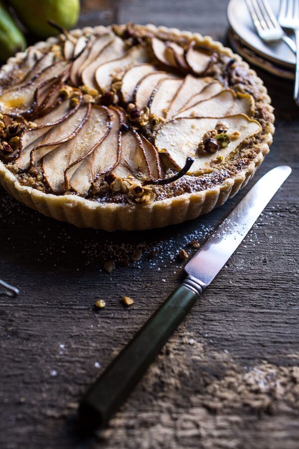 Caramelized Pear and Hazelnut Crumble Tart