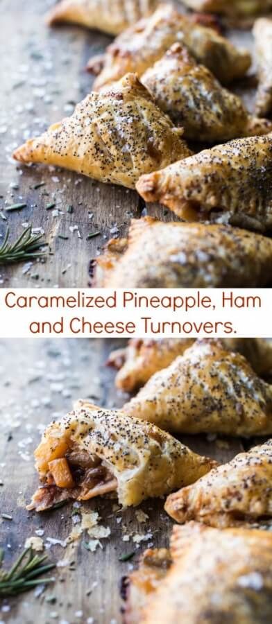 Caramelized Pineapple, Ham and Cheese Turnovers