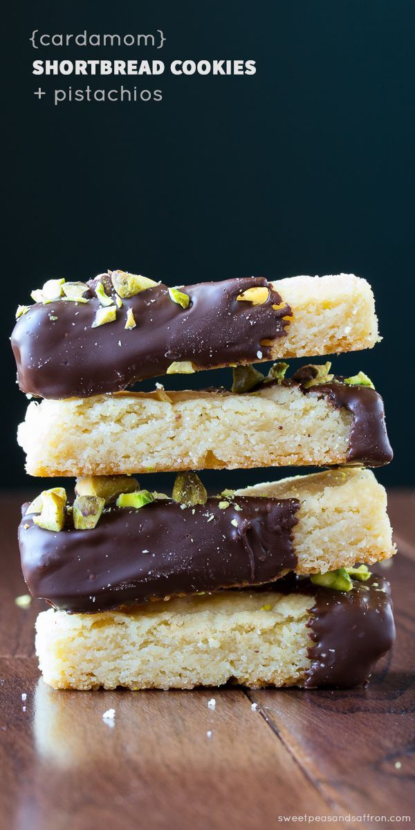 Cardamom and Chocolate Shortbread Cookies with Salted Pistachios