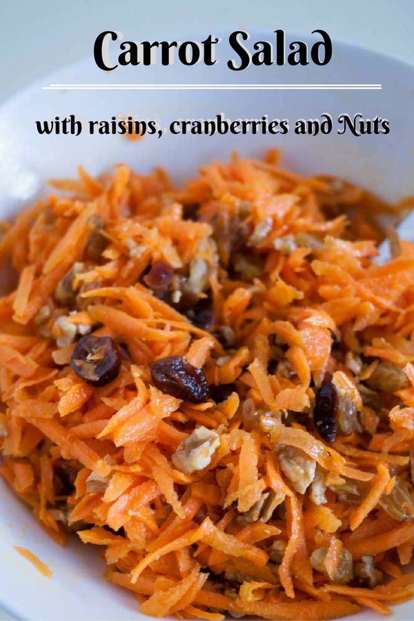 Carrot Salad with Raisins cranberries and nuts