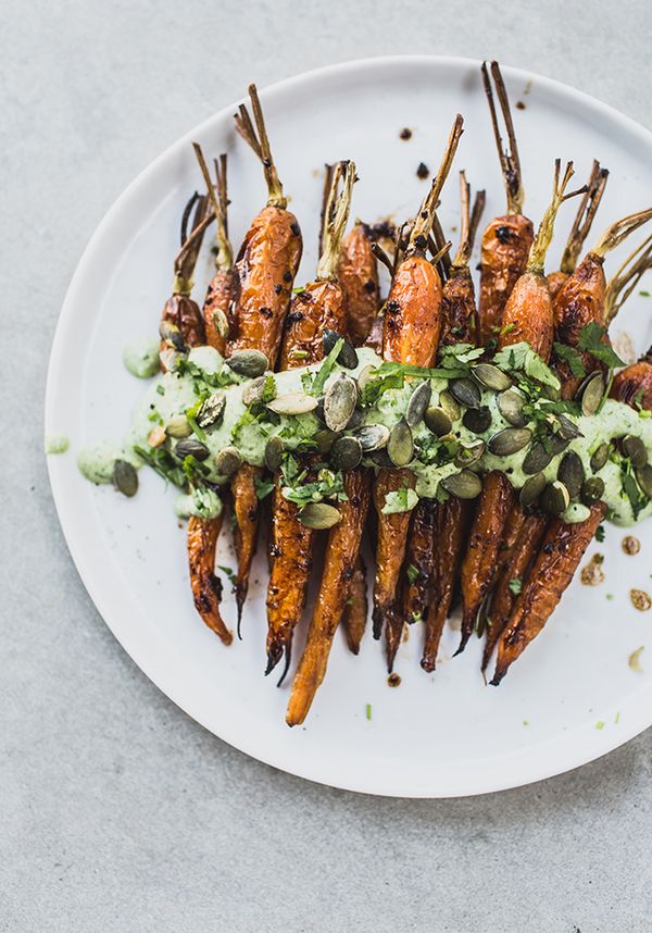 Carrots with Black Garlic & Herb Yoghurt