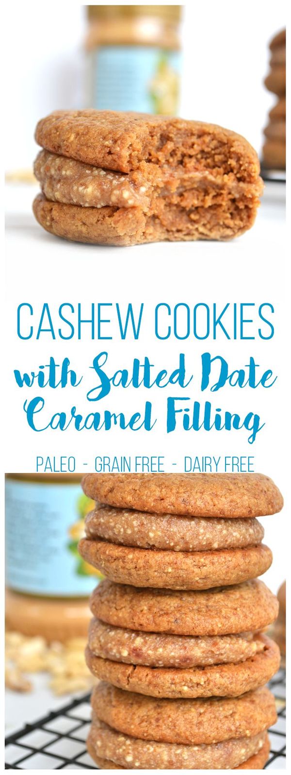 Cashew Cookies with Salted Date Caramel Filling