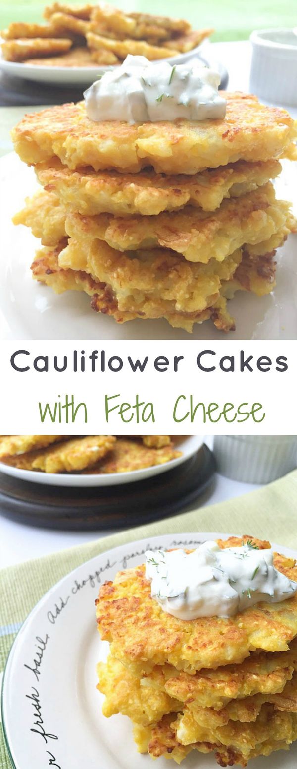 Cauliflower Cakes With Feta And Dill Pickle Sauce