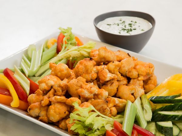 Cauliflower Hot Wings with Buttermilk Ranch Dipping Sauce