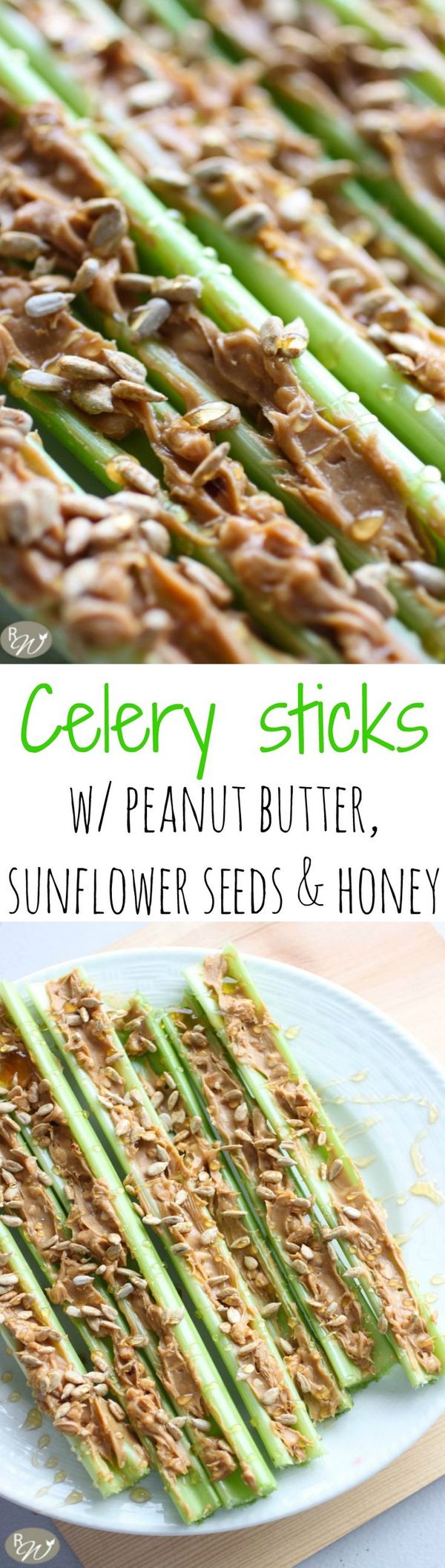 Celery with Peanut Butter, Sunflower Seeds, and Honey