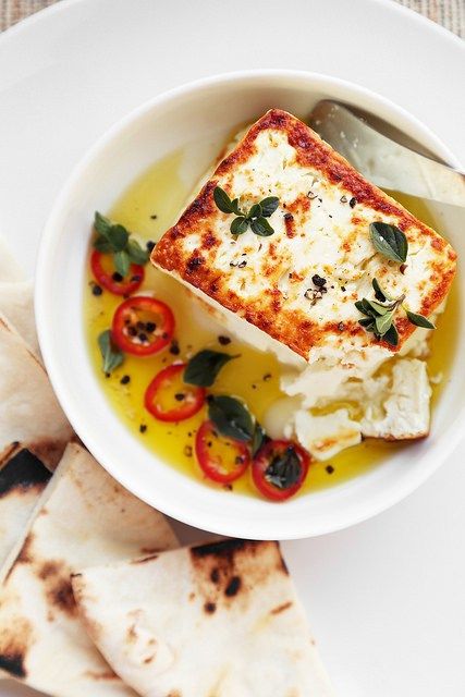 Charred Feta with Homemade Pita Bread