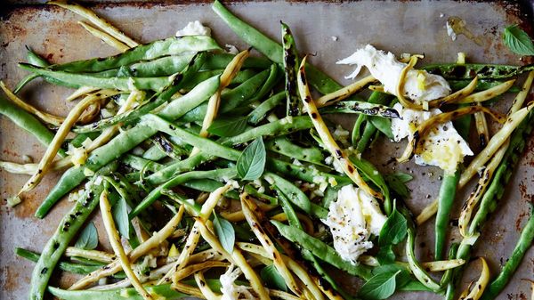 Charred Snap Beans with Whole Lemon Dressing and Mozzarella