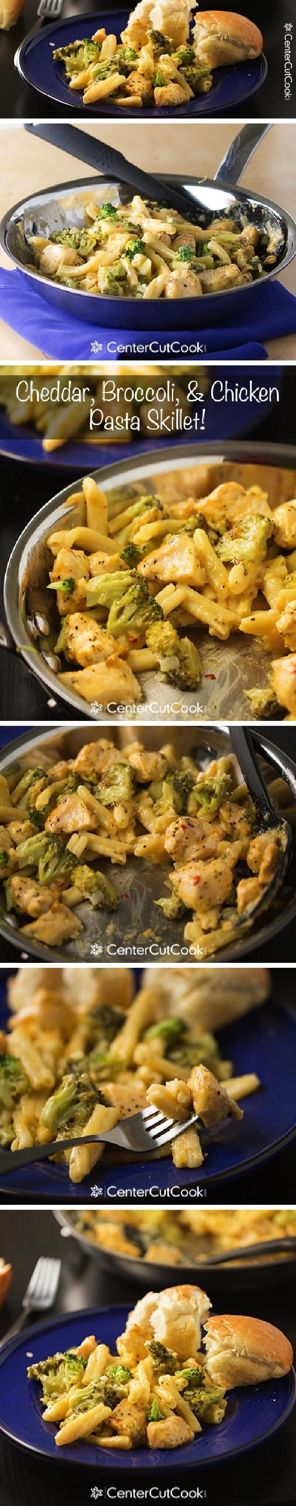 Cheddar, Broccoli and Chicken Pasta Skillet