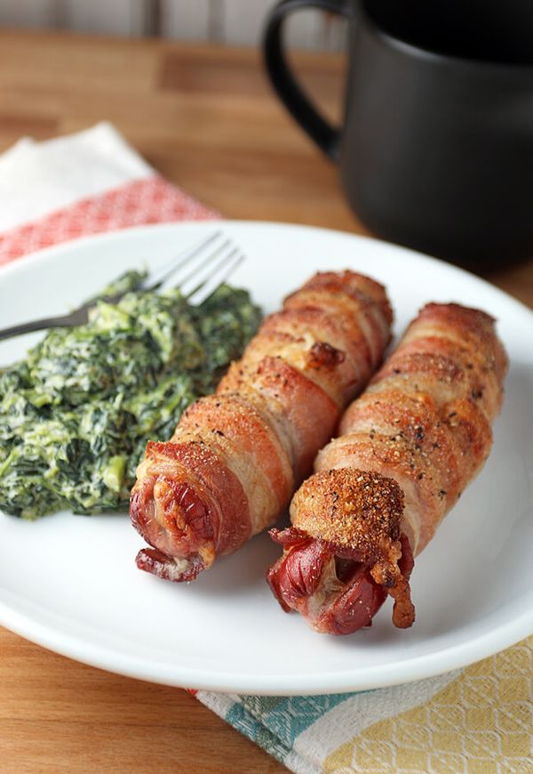 Cheese Stuffed Bacon Wrapped Hot Dogs