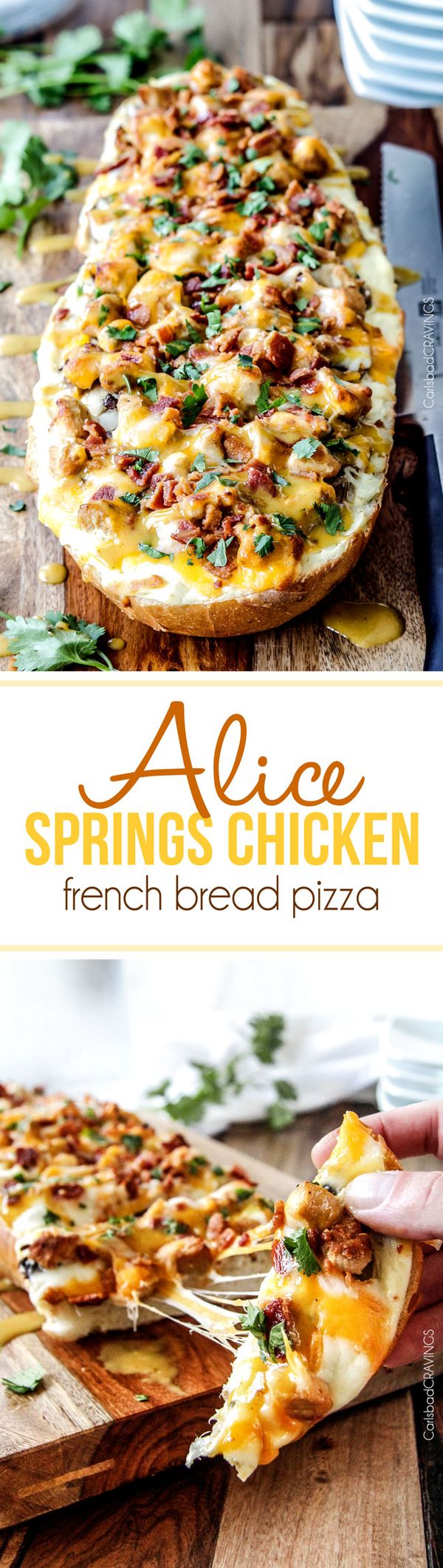 Cheesy Alice Springs Chicken French Bread Pizza