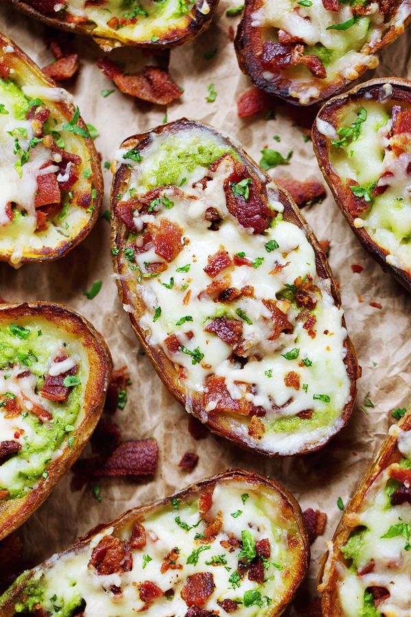 Cheesy Bacon & Kale Potato Skins