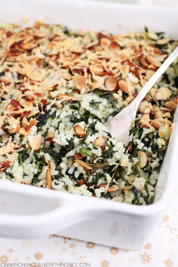 Cheesy Baked Spinach Rice