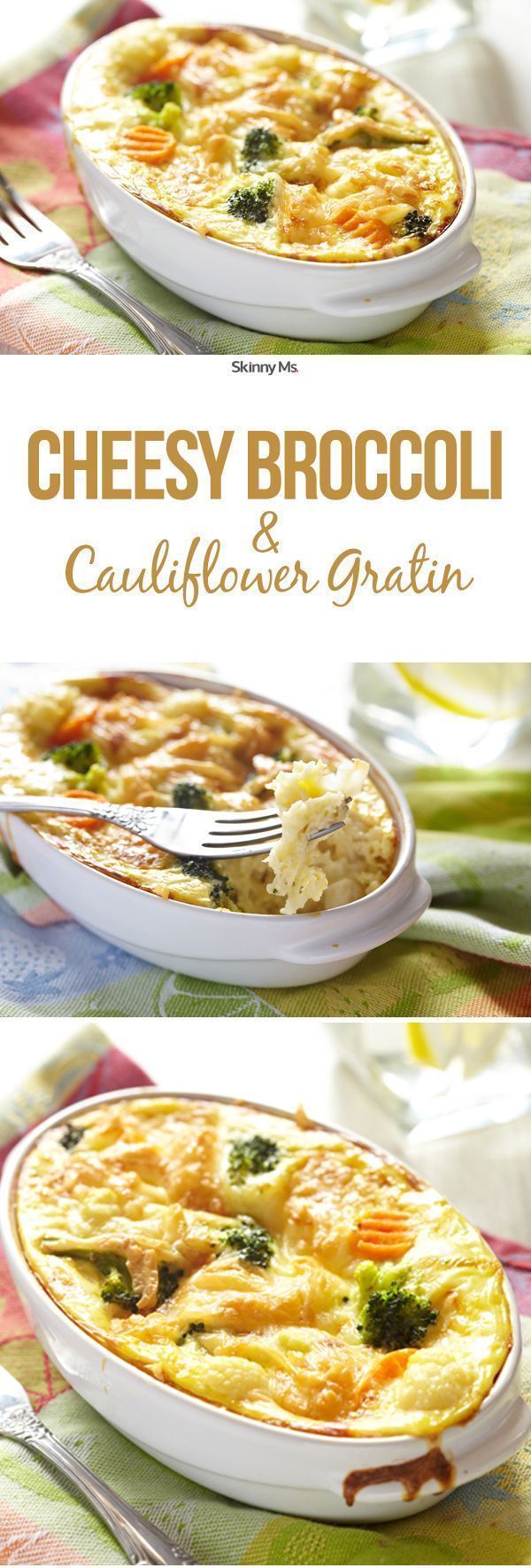 Cheesy Broccoli with Cauliflower Gratin