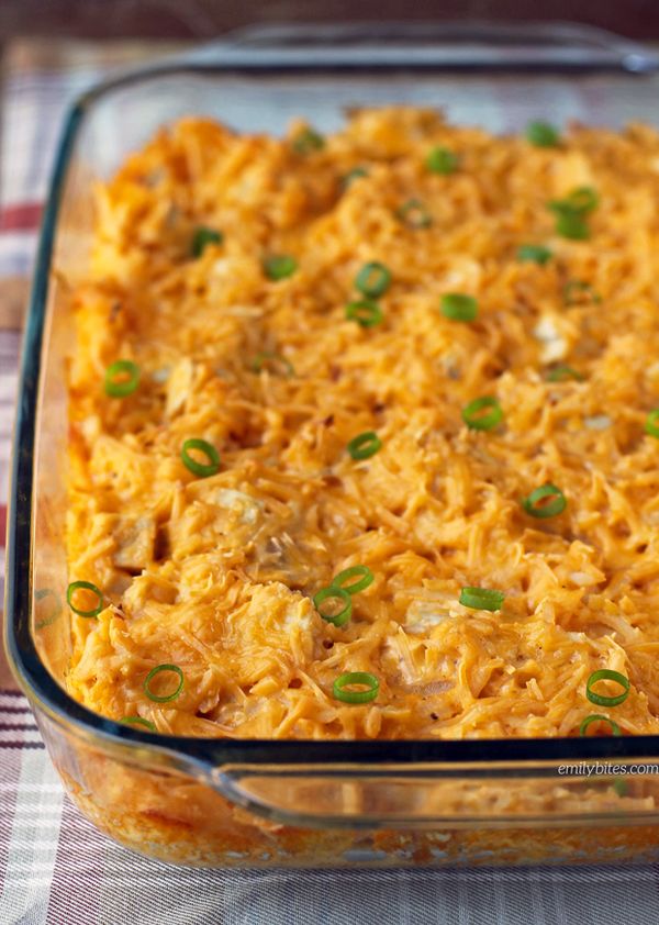 Cheesy Buffalo Chicken Potato Bake