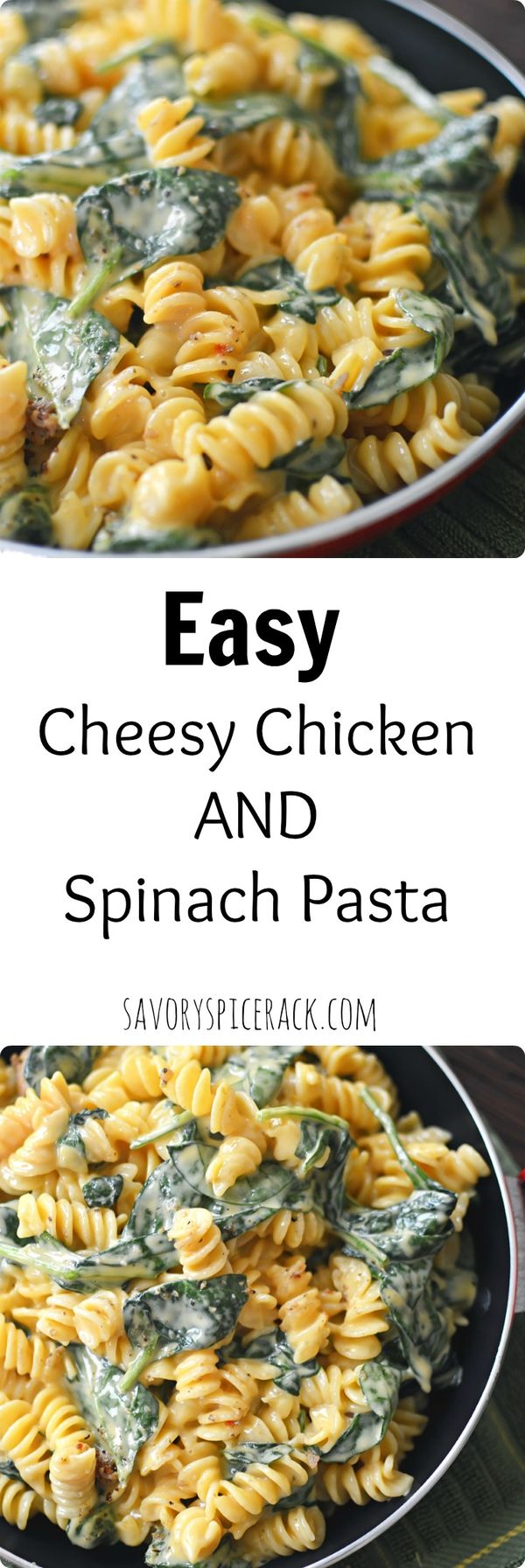 Cheesy Chicken and Spinach Pasta