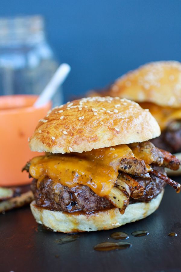 Cheesy French Fry Bourbon Burgers