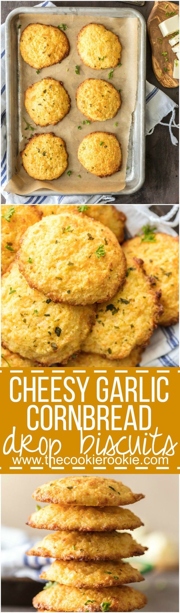 Cheesy Garlic Cornbread Drop Biscuits