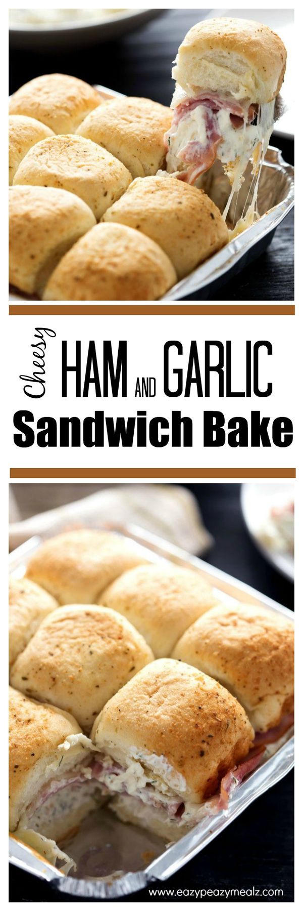 Cheesy Ham and Garlic Sandwich Bake