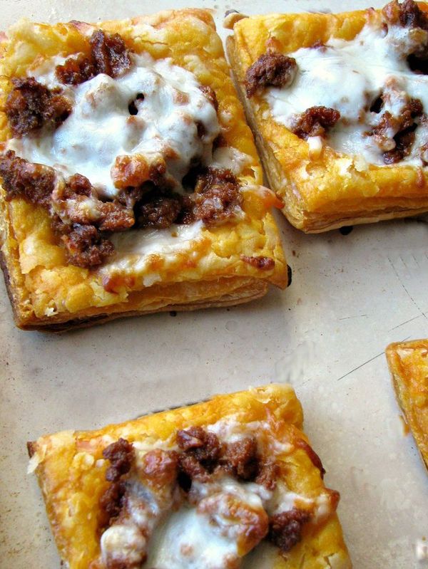 Cheesy Mexican Chorizo Puff Pastry Tarts