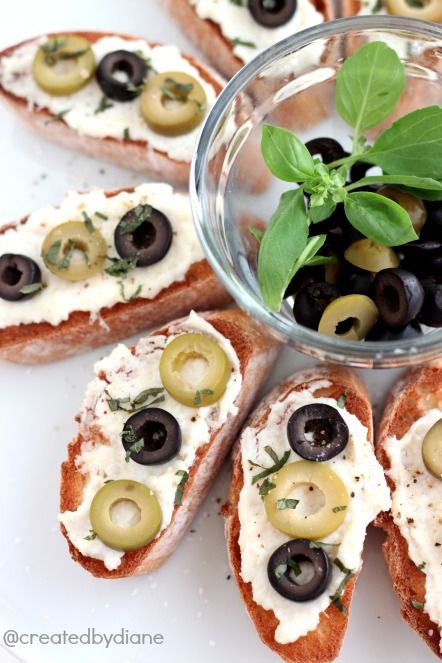 Cheesy Olive Crostini