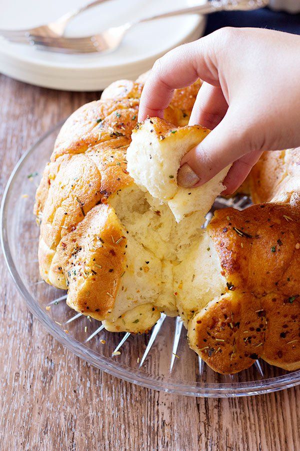 Cheesy Rosemary Garlic Monkey Bread with Marinara Sauce