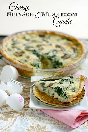 Cheesy Spinach and Mushroom Quiche