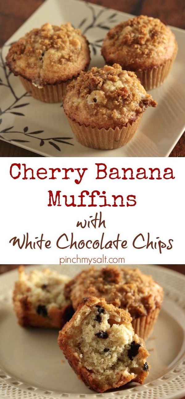 Cherry Banana Muffins with White Chocolate Chips