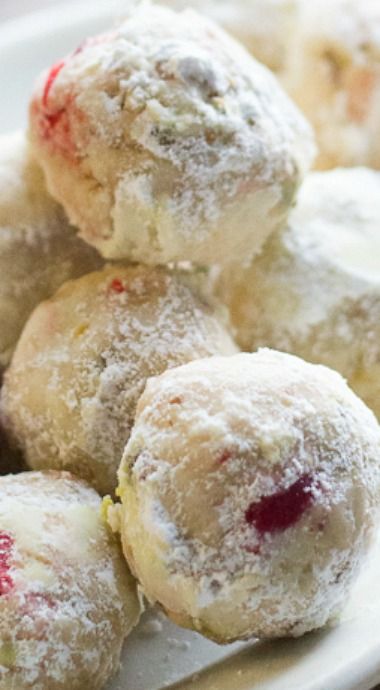 Cherry Pistachio Cherry Snowball Cookies