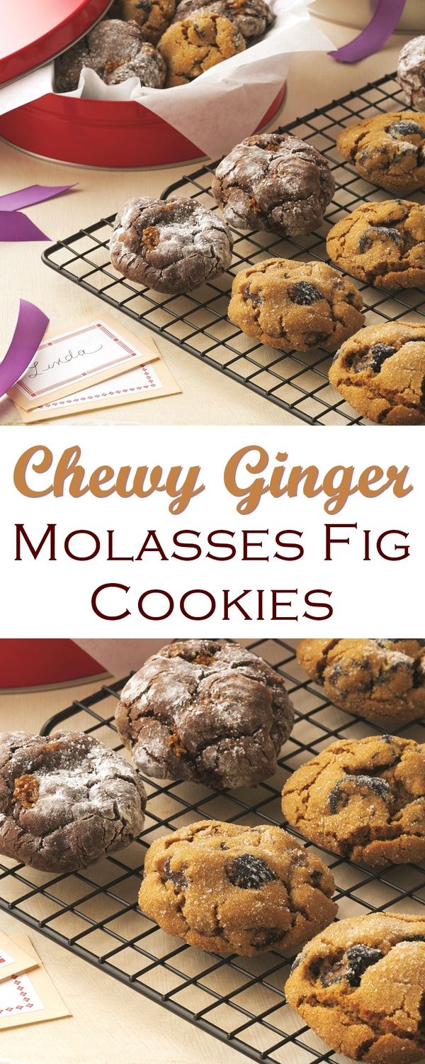 Chewy Molasses Cookies spiked with Ginger, Cinnamon and Figs