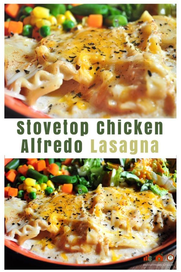 Chicken Alfredo Lasagna on the Stovetop