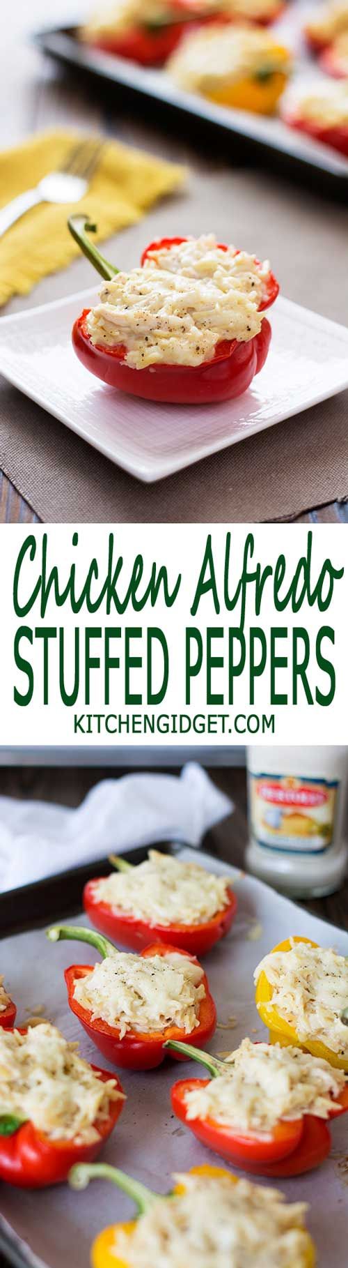 Chicken Alfredo Stuffed Peppers