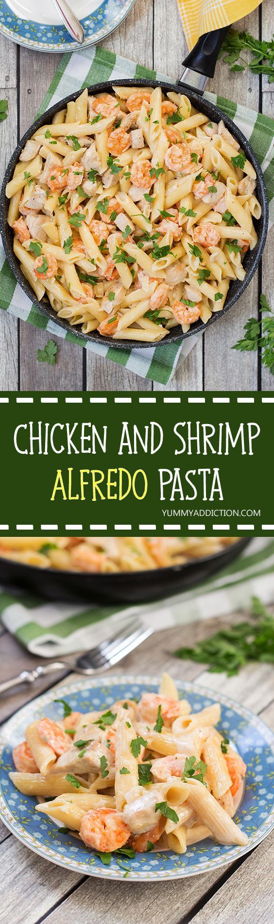 Chicken and Shrimp Alfredo Pasta