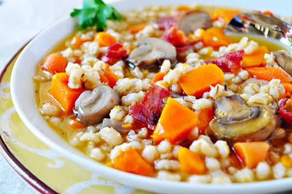 Chicken, Barley, and Bow-Tie Soup​