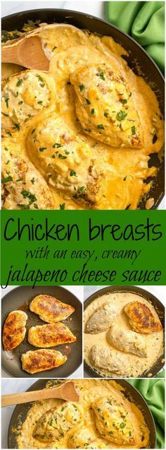 Chicken breasts with jalapeño cheese sauce