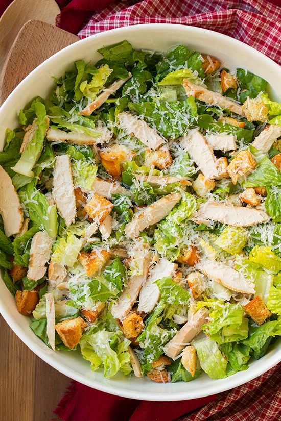 Chicken Caesar Salad with Garlic Croutons (and Light Caesar Dressing