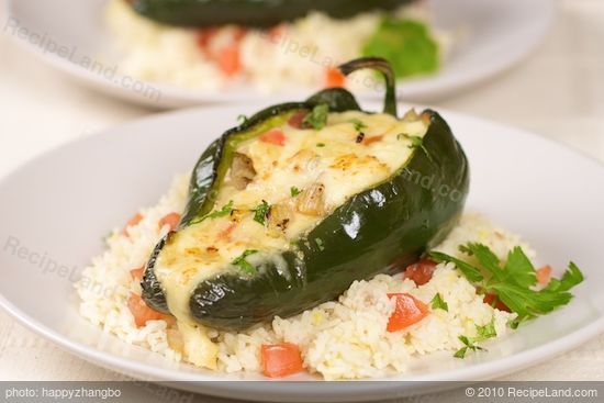 Chicken Cheese Stuffed Poblano Peppers