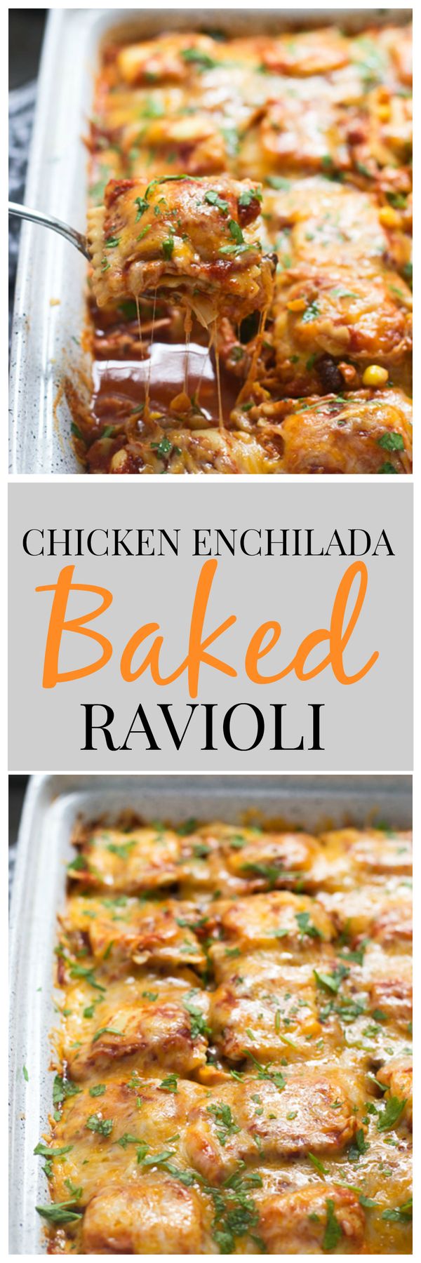 Chicken Enchilada Baked Ravioli