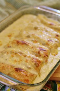 Chicken Enchiladas with Green Chili Sour Cream Sauce