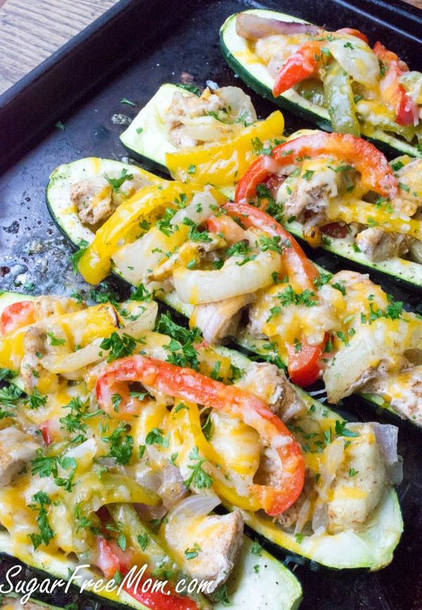 Chicken Fajita Stuffed Zucchini