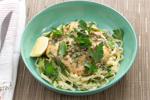 Chicken Piccata with Fresh Linguine Pasta & Garlic Chives