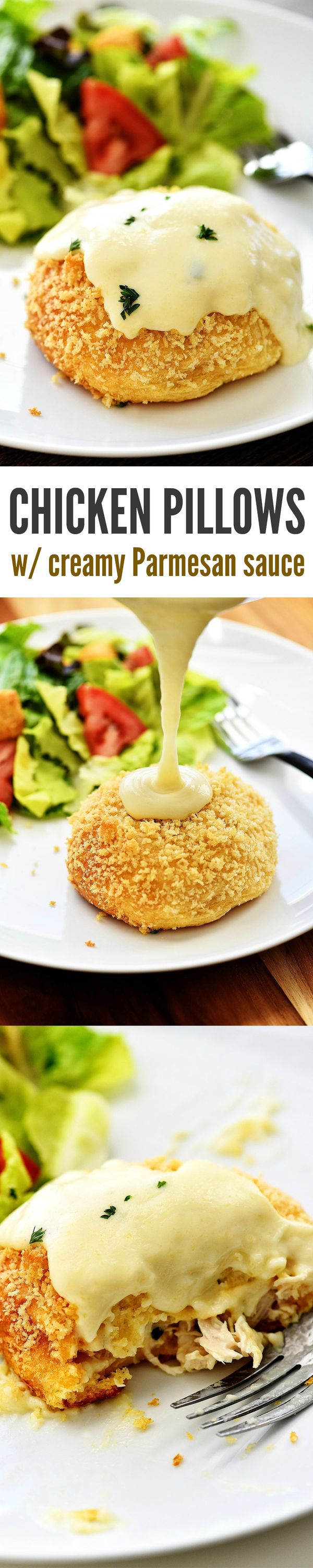 Chicken Pillows with Creamy Parmesan Sauce