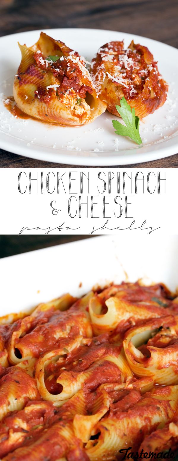 Chicken, Spinach and Cheese-Stuffed Pasta Shells