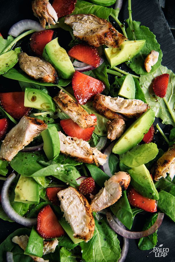 Chicken, Strawberry, Avocado And Spinach Salad